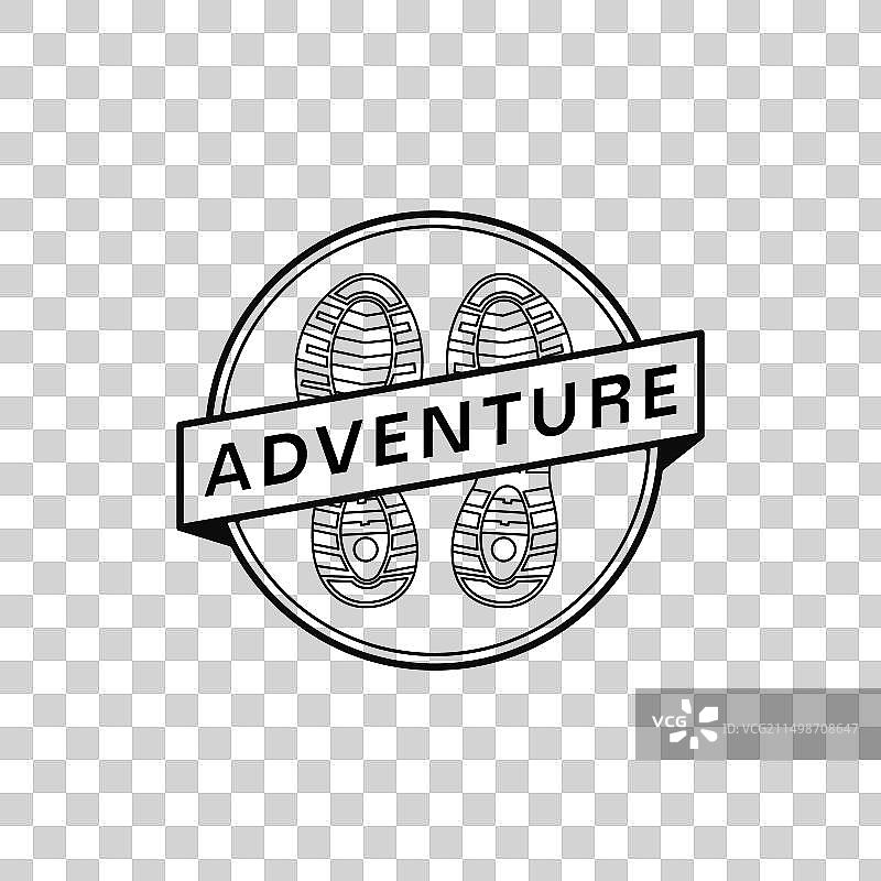 鞋子冒险印花或脚印标志设计图片素材