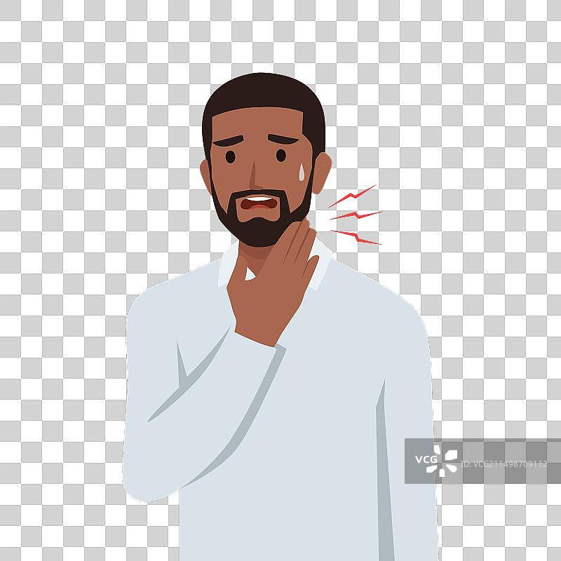 年轻男子咽喉炎疼痛图片素材