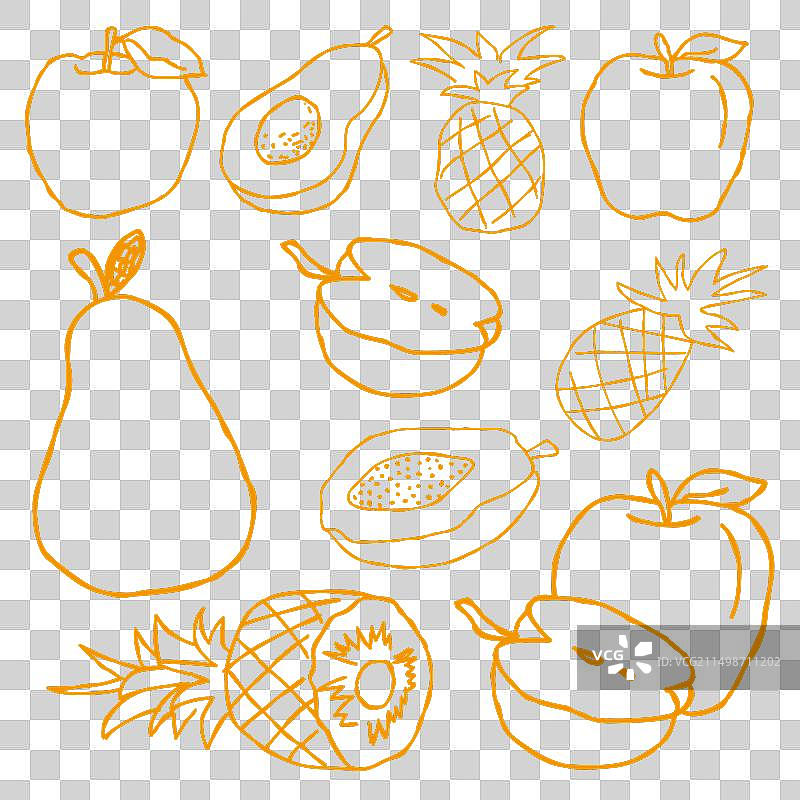 菠萝和苹果收藏组合图片素材