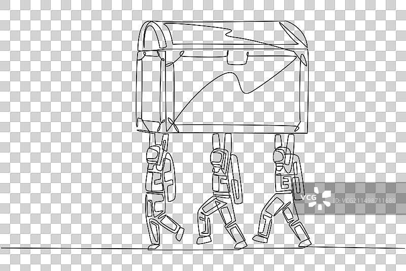 一组宇航员工作的单线绘画图片素材