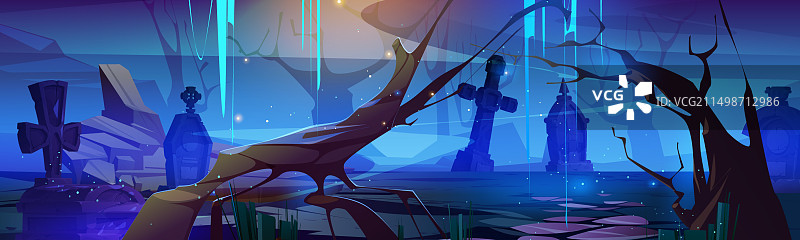 万圣节墓地背景夜景图片素材