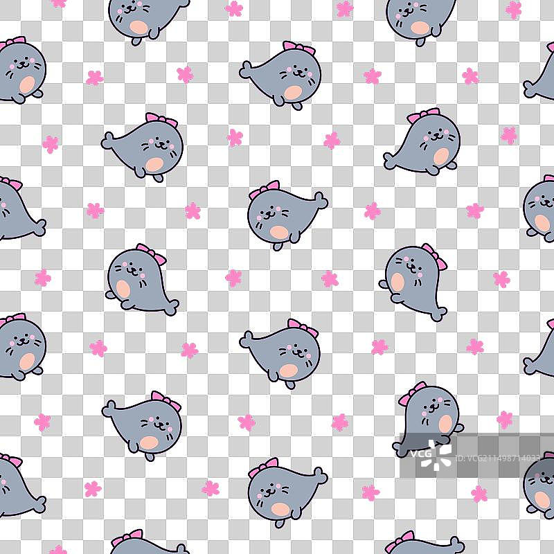 可爱海豹无缝图案图片素材