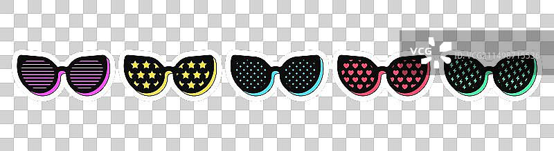 复古黑色太阳镜图标贴纸合集图片素材