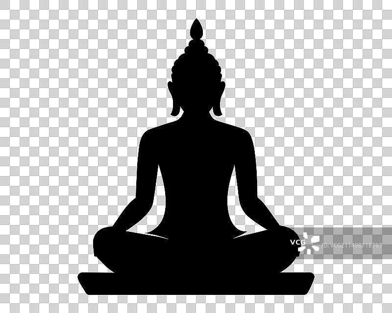 莲花座佛像黑色剪影图片素材