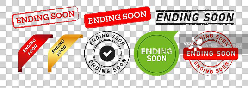 即将结束的印章语音气泡和丝带标签图片素材