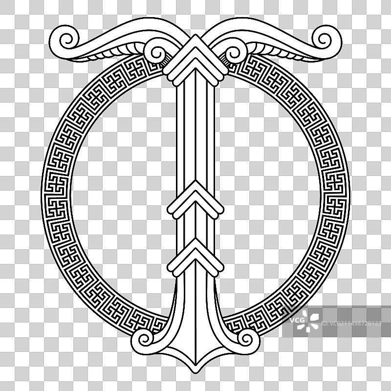 斯堪的纳维亚风格的奥丁神的两只乌鸦图片素材