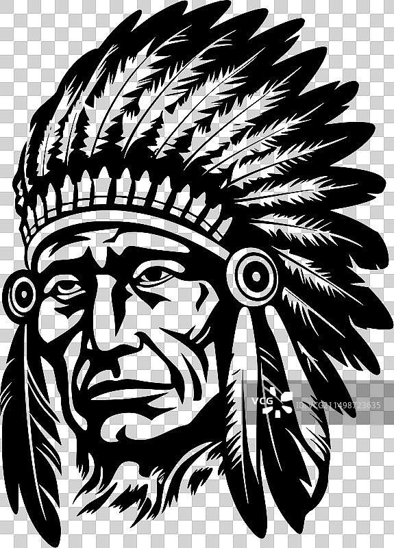 印度酋长 - 简约剪影图片素材