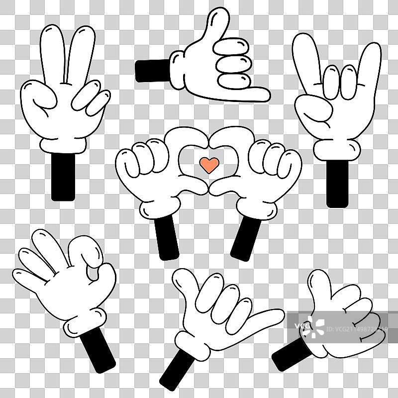 复古漫画手部手势手套合集图片素材