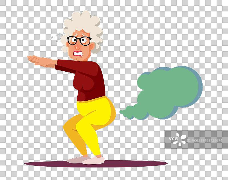 老年妇女锻炼放屁卡通图片素材