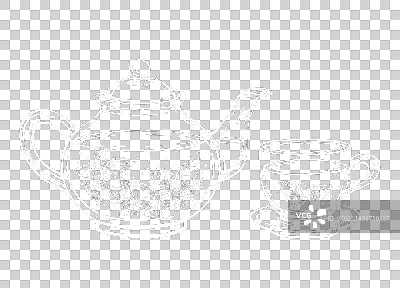 含薄荷叶茶具与健康绿茶图片素材