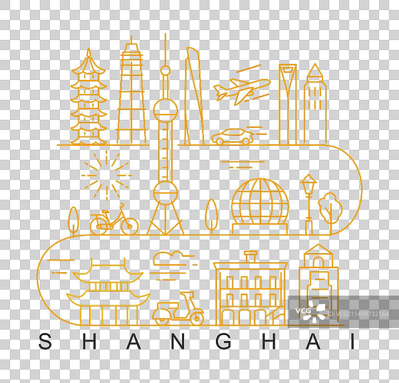 上海城市天际线海报极简风图片素材