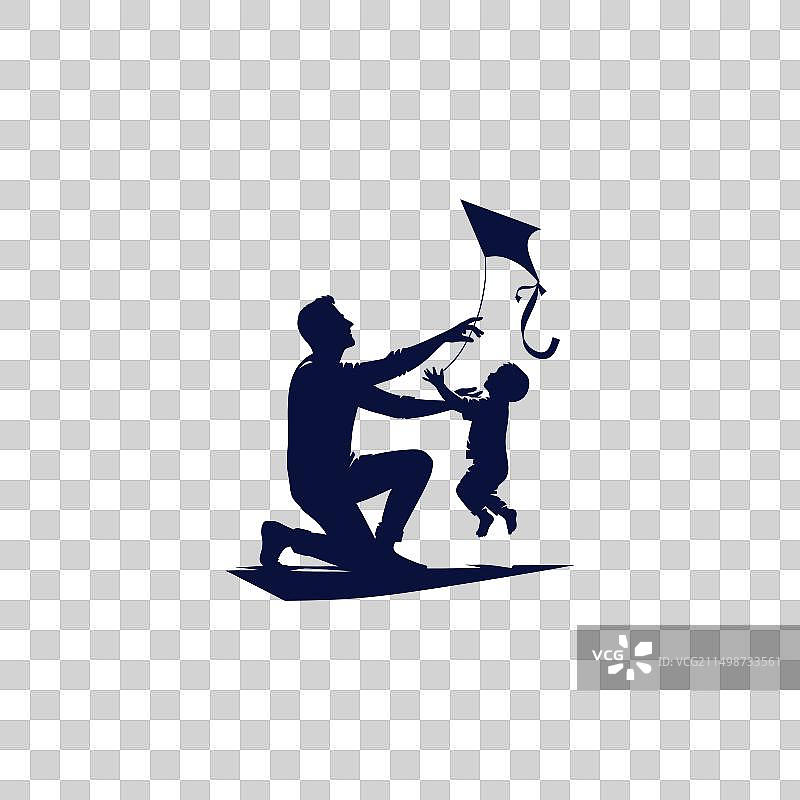 快乐的父子放风筝图片素材