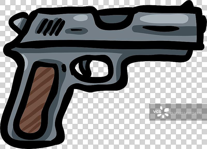 手绘涂鸦手枪图标图片素材