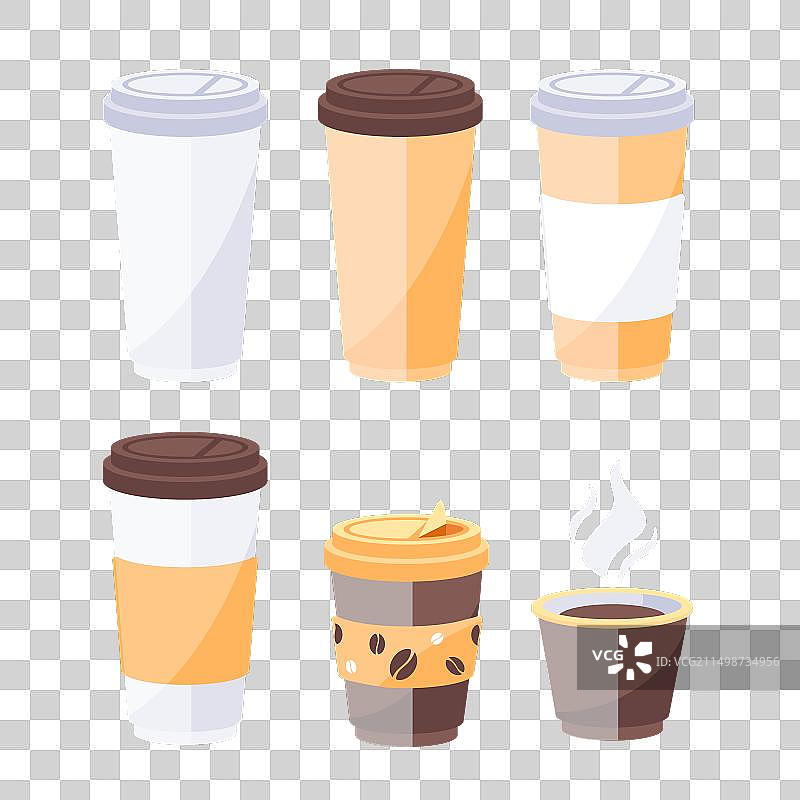 外带卡布奇诺拿铁纸质咖啡杯图片素材