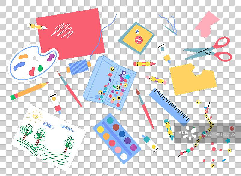 卡通彩色创意实验室元素套装图片素材