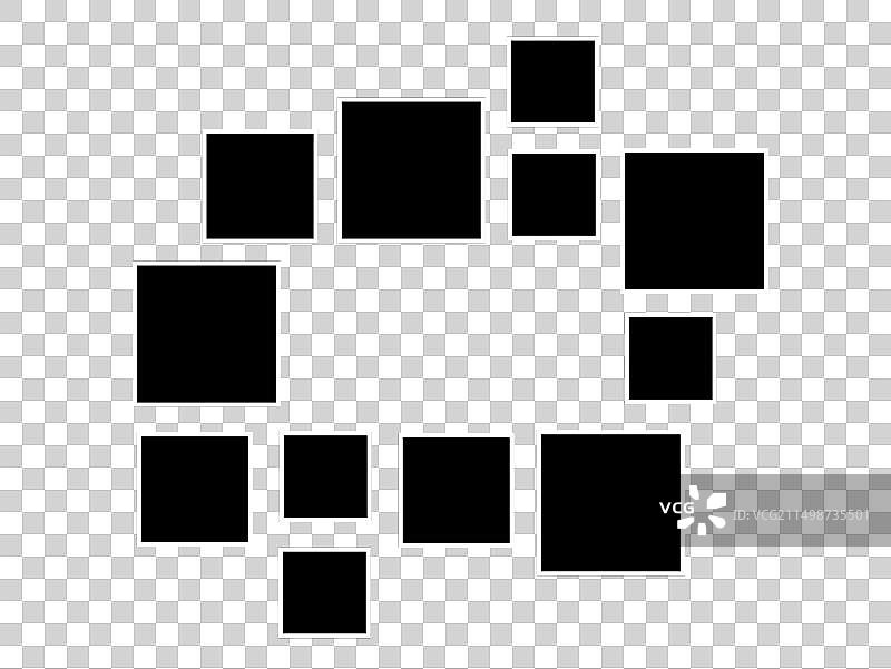 灰色背景上的黑色相框合集图片素材