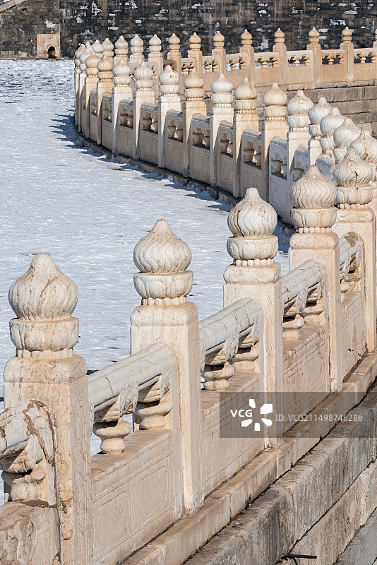 冬日雪后故宫金水桥汉白玉护栏图片素材