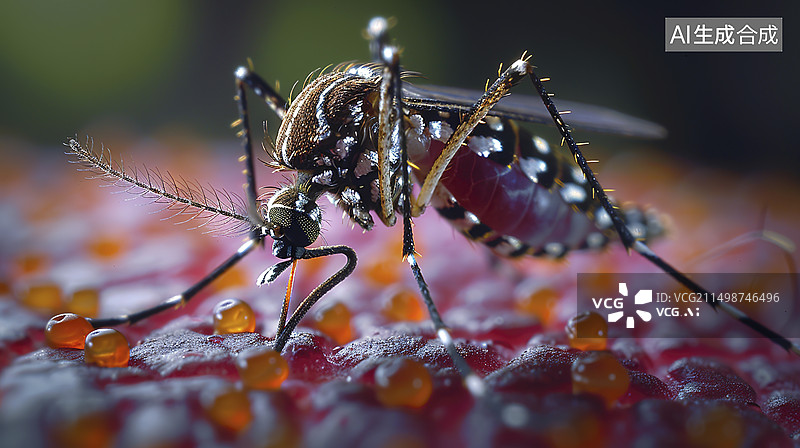 【AI数字艺术】蚊子吸血病毒传播特写图片素材