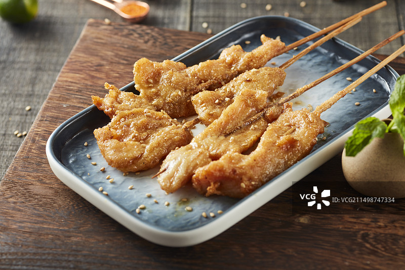 炸鸡胸肉串图片素材