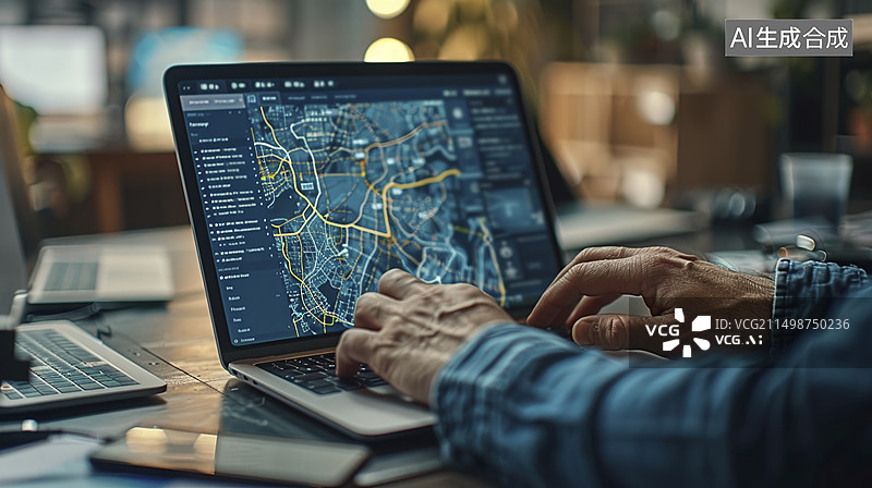 【AI数字艺术】在笔记本电脑上进行数据分析图片素材