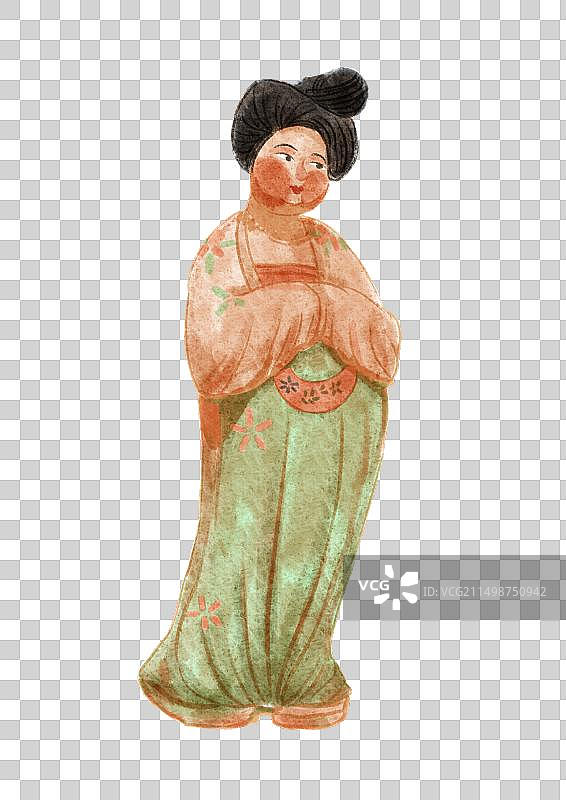 博物馆里的仕女俑图片素材