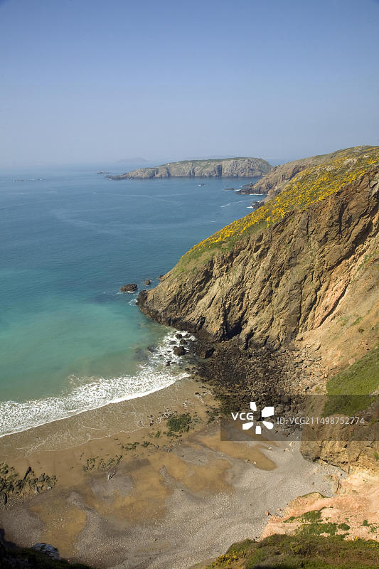 拉格兰德格雷夫海滩，萨克岛，海峡群岛，英国图片素材
