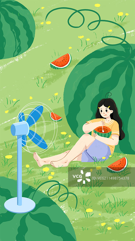 夏日西瓜主题插画图片素材