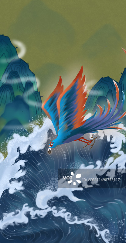 神话故事精卫填海图片素材