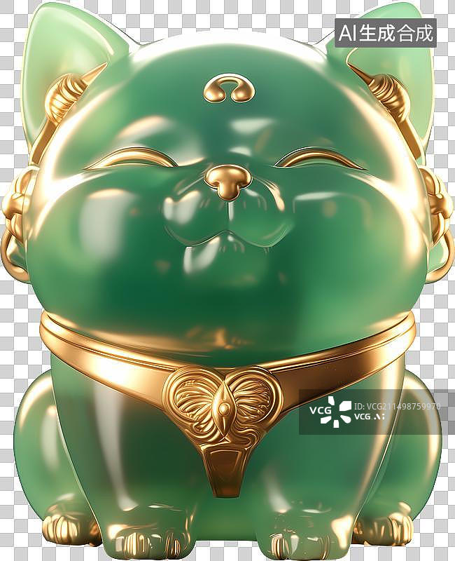 【AI数字艺术】一只狗生肖翡翠金镶玉三维元素图片素材