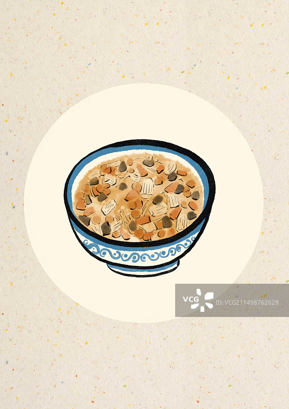 水墨风城市美食插画-南昌糊羹图片素材