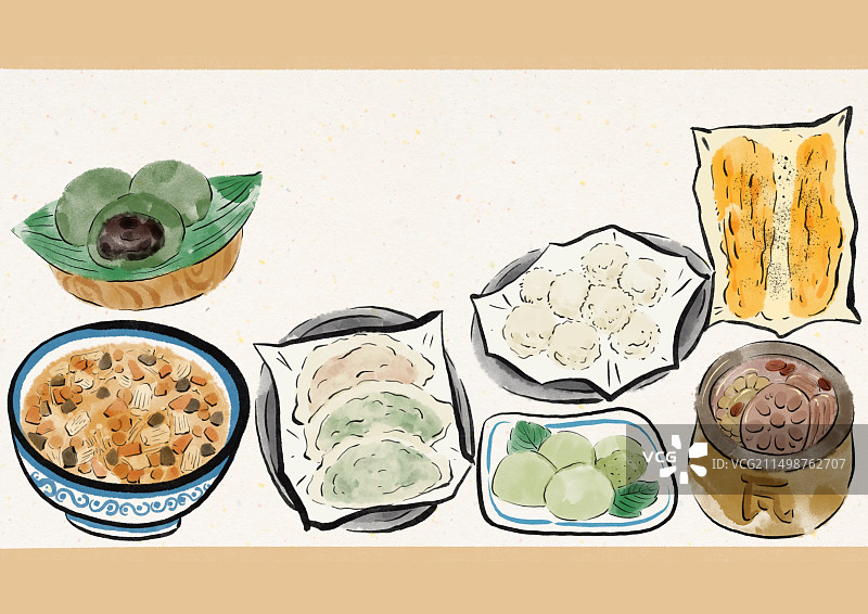 水墨风城市美食插画-南昌图片素材