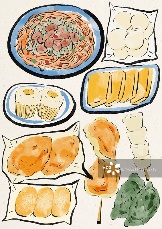 水墨风城市美食插画-南昌图片素材