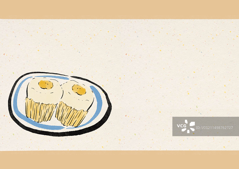 水墨风城市美食插画-南昌白糖糕图片素材