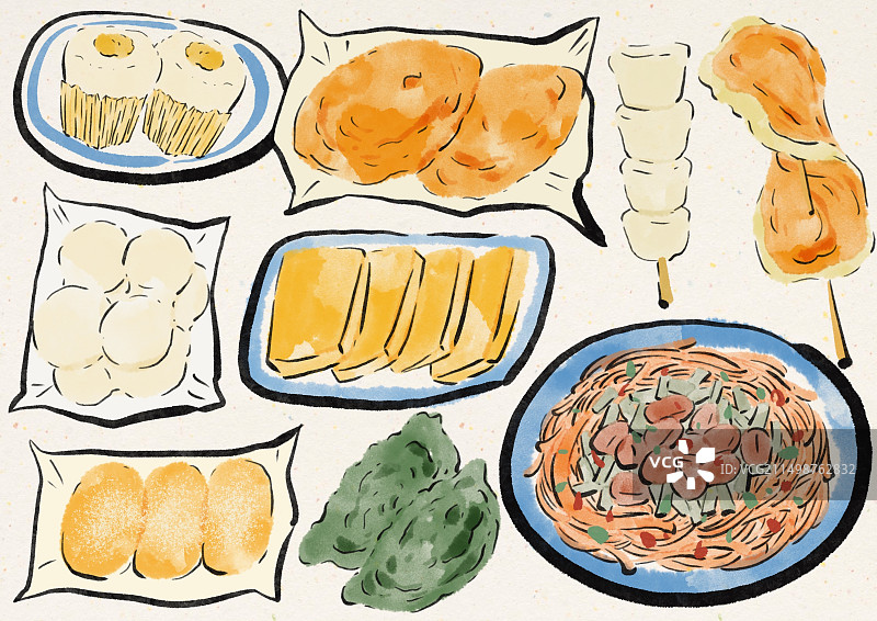 水墨风城市美食插画-南昌图片素材