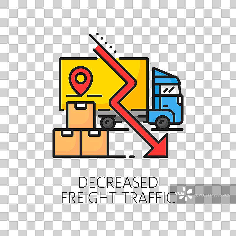 货运量减少的货车线路图标图片素材