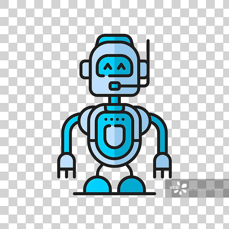 复古机器人或虚拟机器人细线图标图片素材