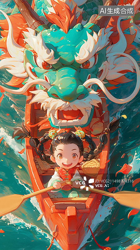 【AI数字艺术】端午节海报赛龙舟节日插画图片素材