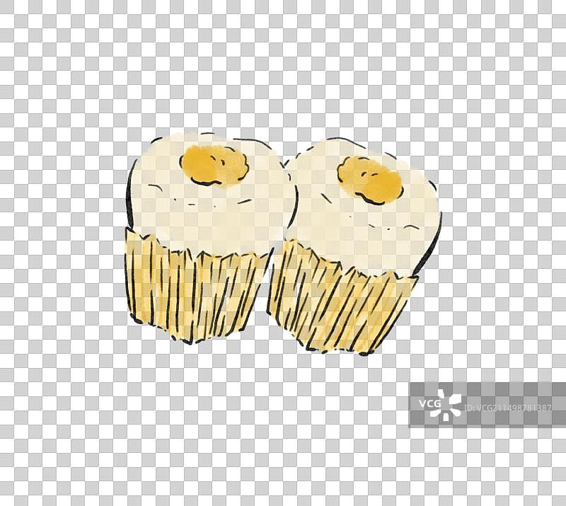 水墨风南昌美食插画元素-白糖糕图片素材