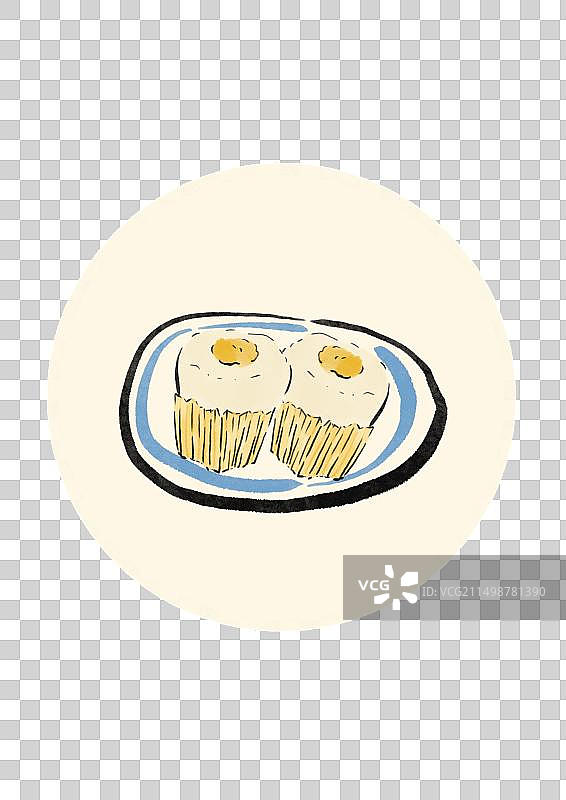 水墨风南昌美食插画元素-白糖糕图片素材