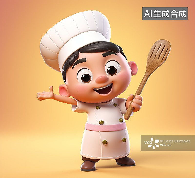 【AI数字艺术】3D立体可爱的厨师形象图片素材