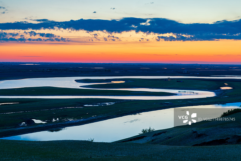 大庆杜蒙六家子曲水晚霞图片素材