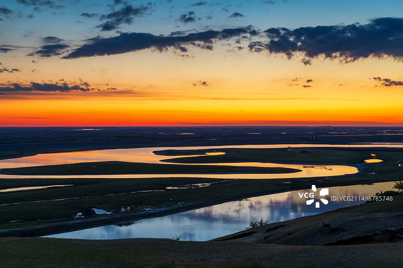 大庆杜蒙六家子曲水晚霞图片素材