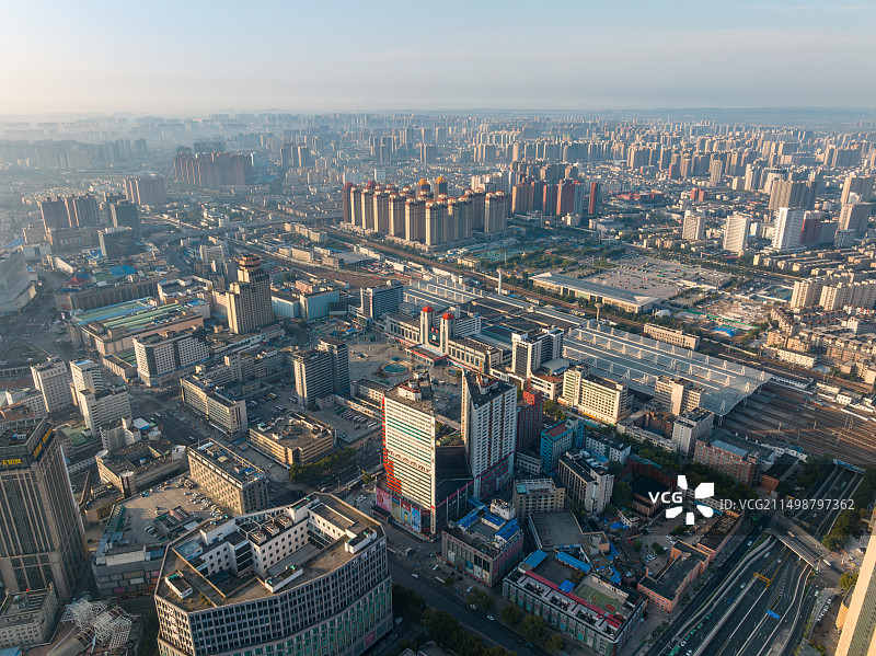中国河南郑州火车站航拍图片素材
