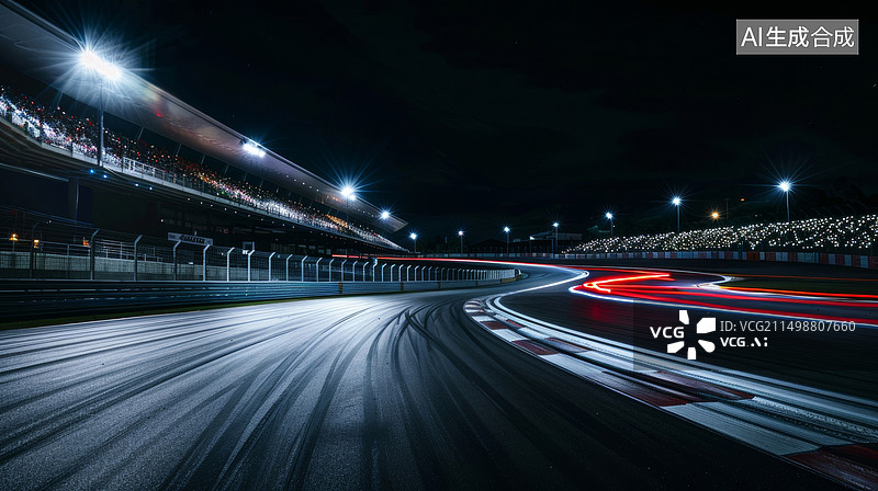 【AI数字艺术】一级方程式赛车场赛道夜景素材图片素材