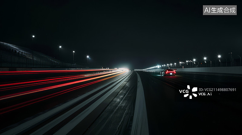 【AI数字艺术】一级方程式赛车场赛道夜景素材图片素材
