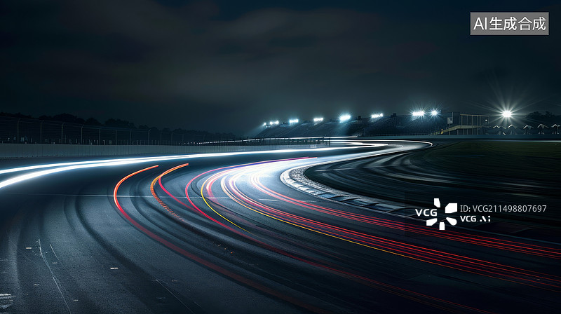 【AI数字艺术】一级方程式赛车场赛道夜景素材图片素材