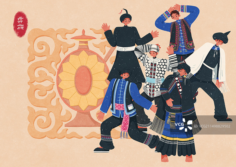 彝族不同男性服饰图片素材