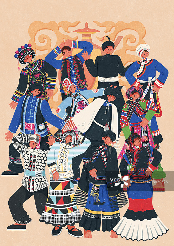 彝族不同种类服饰图片素材