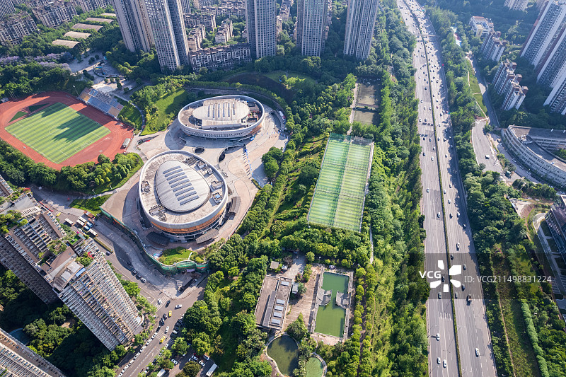 航拍重庆江北石子山体育公园图片素材