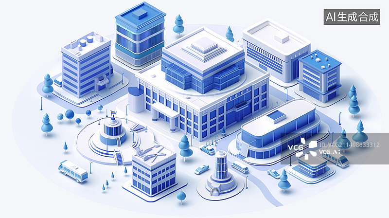 【AI数字艺术】3D城市社区图片素材